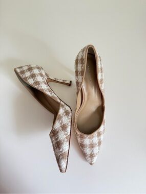 Ann Taylor Tweed Gingham Pointed Toe Heels Size 7